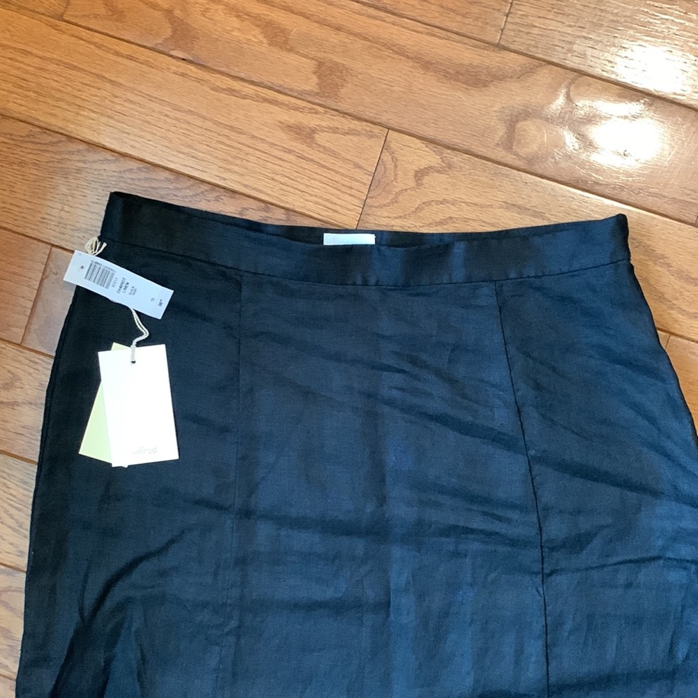 Aritzia Wilfred Chariot High-Waisted Black Linen Midi Skirt NWT - Picture 9 of 12